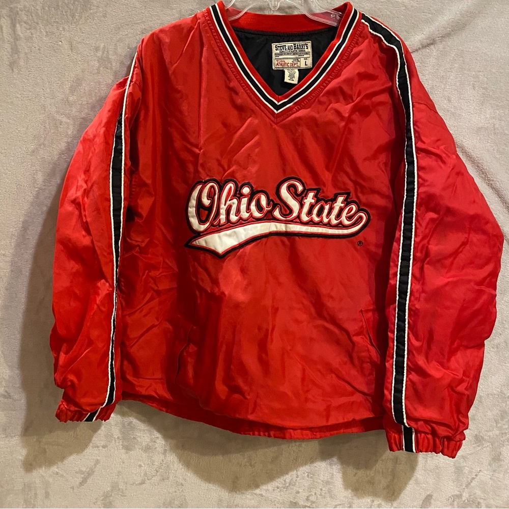 Ohio State Jacket Men’s Large Vneck Pullover Stitched Lettering Lined Spellout
